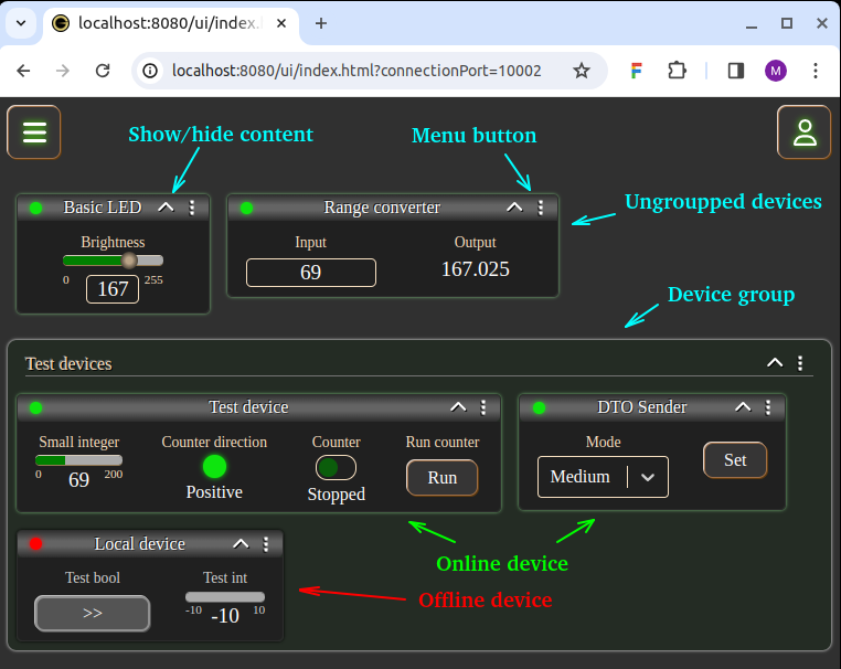 Devices Card screenshot